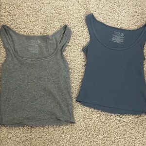 Women's Gray and Blue Tank Tops